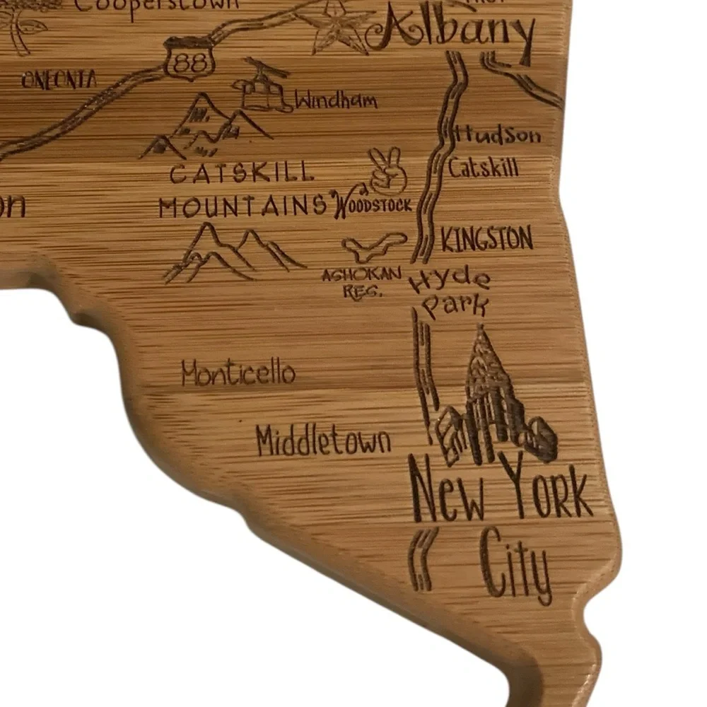 Totally Bamboo Destination New York State Shaped Bamboo Cutting Board - Picture 2 of 8